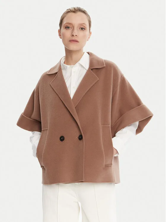 Weekend Max Mara Вълнено палто Pera 2525086021 Кафяв Regular Fit – Дамски зимни палта