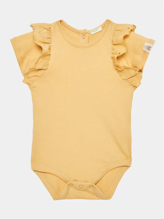 United Colors Of Benetton Детско боди 3P4ZAB00D Жълт Regular Fit – Бебешки бодита