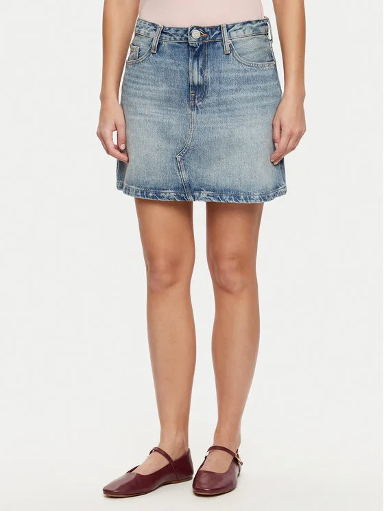 Tommy Hilfiger Дънкова пола WW0WW44334 Син Regular Fit – Дамски дънкови поли