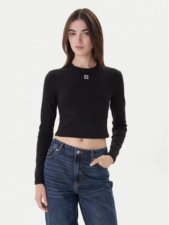 Hugo Блуза Dafilomena_3 50518378 Черен Slim Fit – Дамски блузи