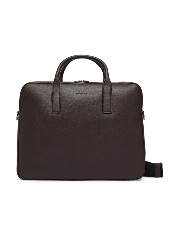 Чанта за лаптоп Calvin Klein Raised Commuter кафява – Чанти за лаптоп
