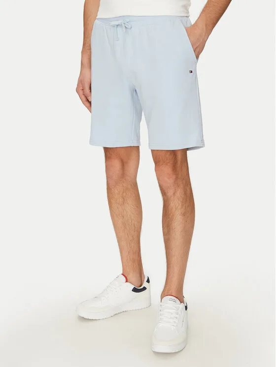 Мъжки къси панталони Tommy Hilfiger Essential Terry Sweatshort светлосини – Мъжки текстилни къси пантало…