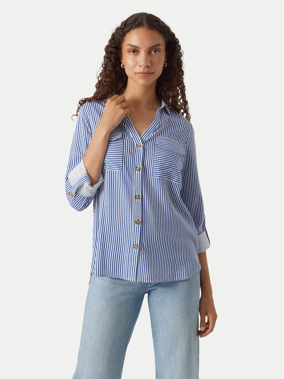 Vero Moda Риза Bumpy 10275283 Син Regular Fit – Дамски ежедневни ризи