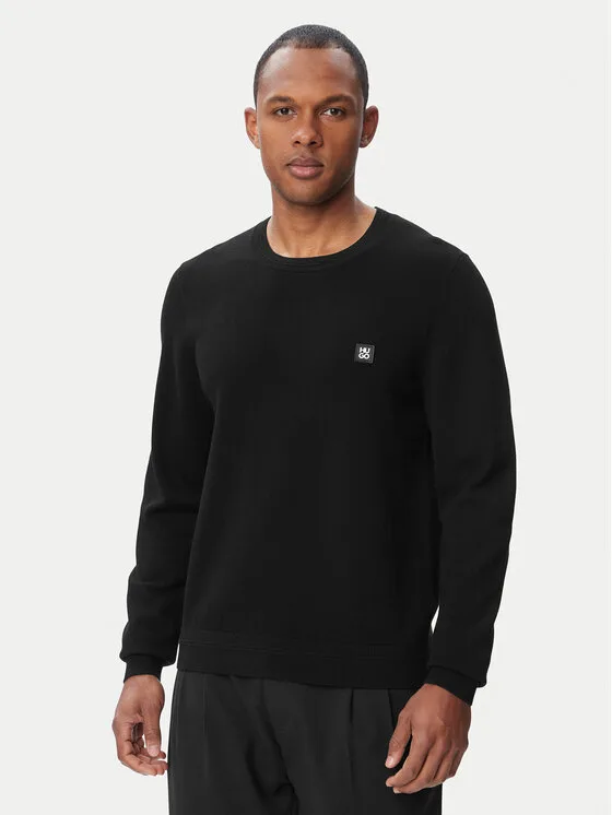 HUGO Пуловер Setallo 50564244 Черен Regular Fit – Мъжки пуловери и жилетки