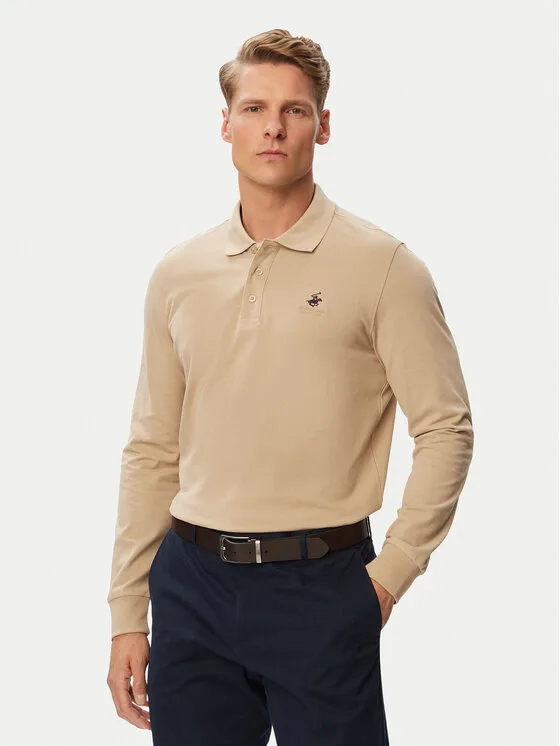 Мъжка поло тениска Beverly Hills Polo Club P-SS26M-P424125 бежова – Мъжки поло тениски
