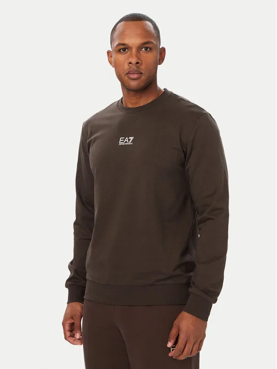 Мъжки суитшърт EA7 Emporio Armani Pjvrz тъмнокафяв – Мъжки суитшърти без цип