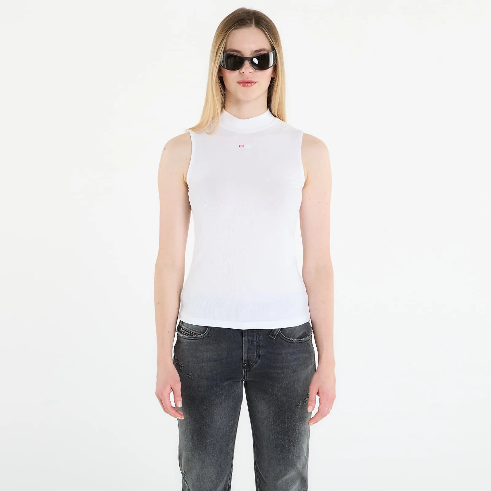 Дамски топ DIESEL T-Mokky-Sl-Microdiv бял – White – Дамски топове