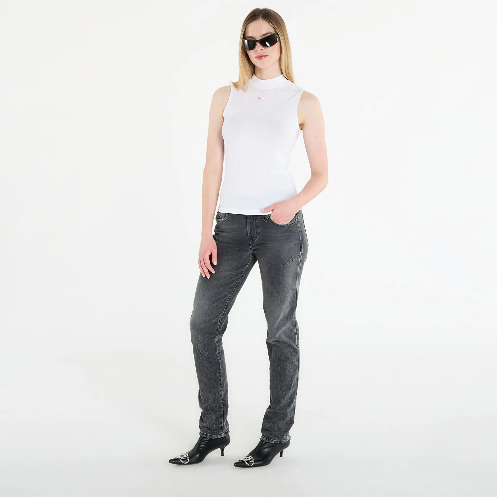 Дамски топ DIESEL T-Mokky-Sl-Microdiv бял – White – Дамски топове