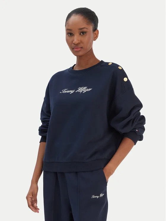 Дамски суитшърт Tommy Hilfiger Script тъмносин – Дамски суитшърти без цип
