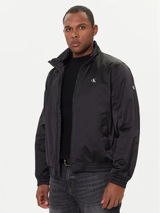Мъжко яке бомбър Calvin Klein Jeans Harrington черно – Черен – Мъжки бомбър якета