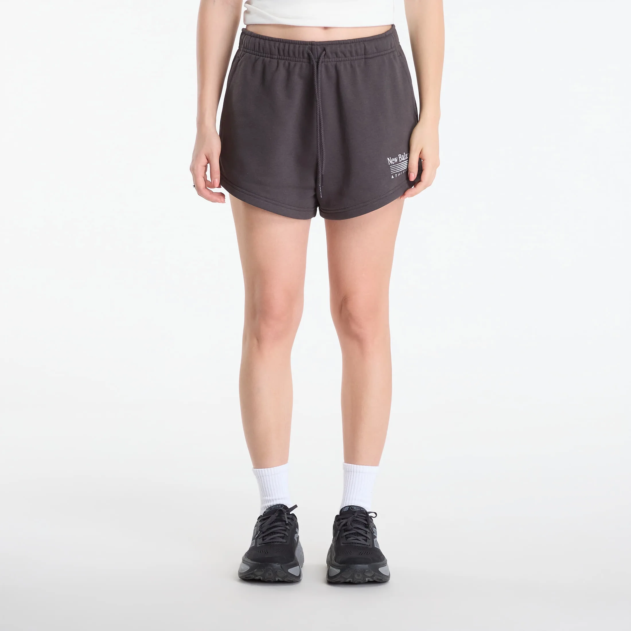 Къси панталони New Balance Trackside French Terry Short Black Cement L – Дамски къси панталони