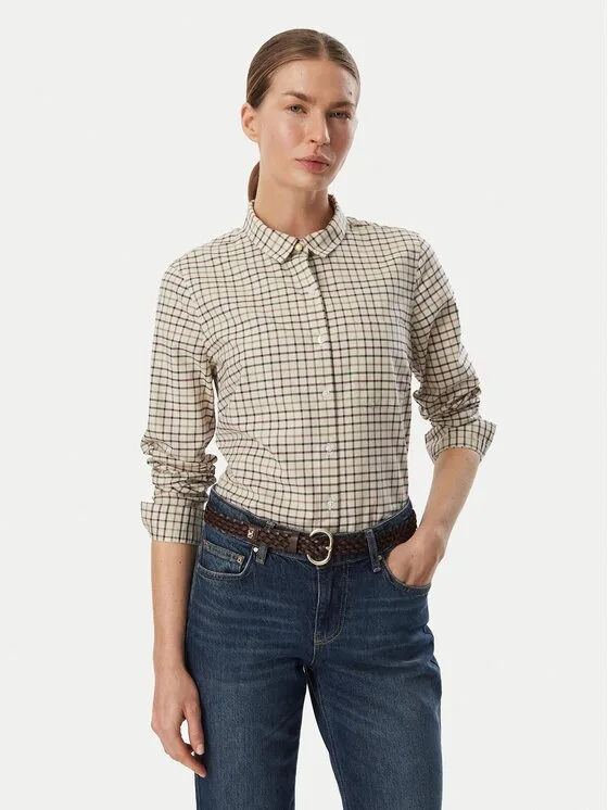 Barbour Риза Woodside LSH1643CR52 Бежов Slim Fit – Дамски ежедневни ризи