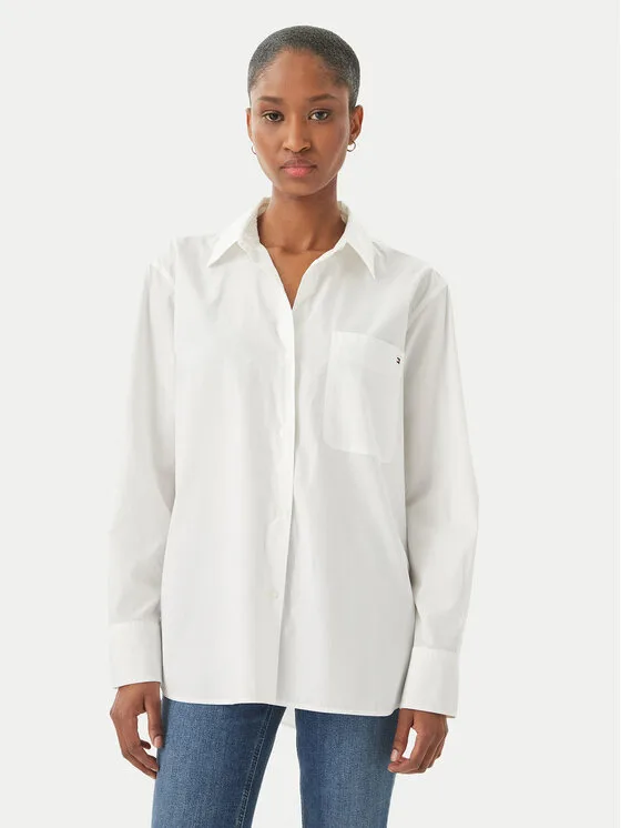 Дамска риза Tommy Hilfiger WW0WW45612 бяла – Дамски ежедневни ризи