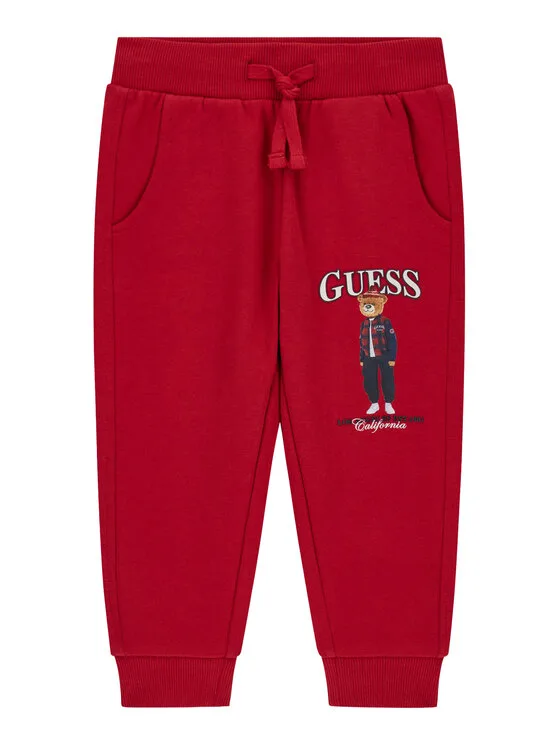 Детски спортен панталон Guess тъмночервен – Детски спортни панталони
