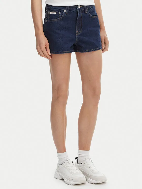 Calvin Klein Jeans Дънкови шорти LV047F768G Тъмносин Slim Fit – Дамски дънкови шорти