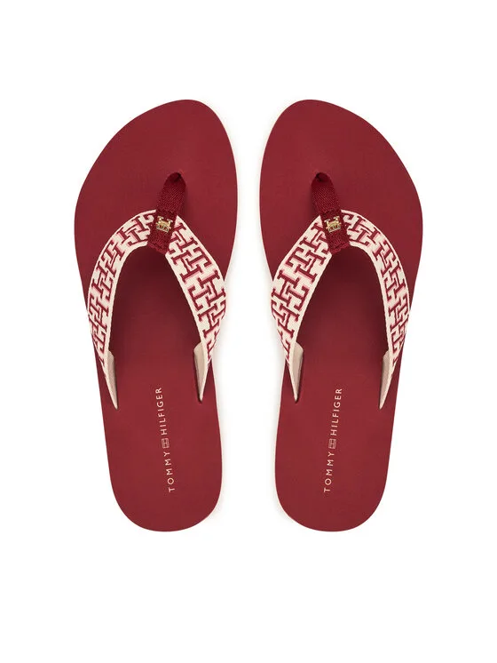 Tommy Hilfiger Джапанки Corportate Sandal FW0FW09610 Червен – Дамски джапанки