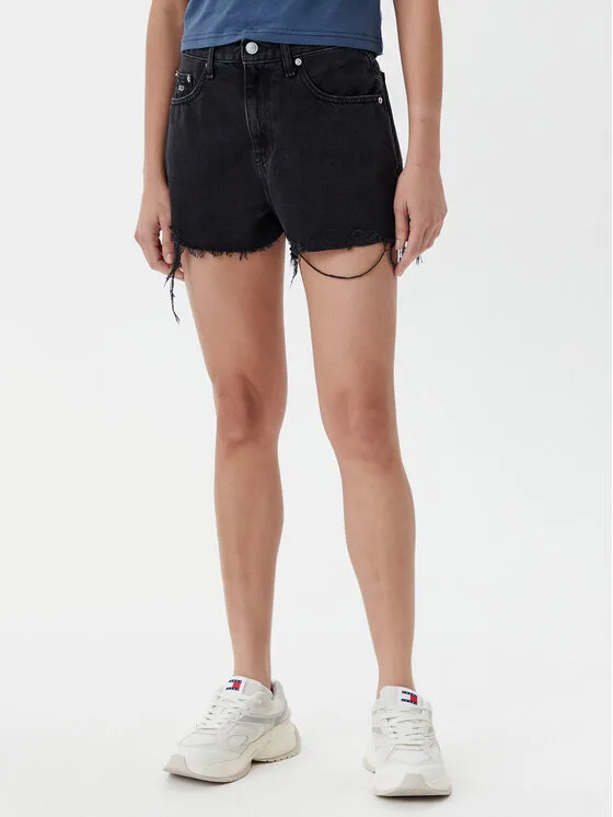 Tommy Jeans Дънкови шорти DW0DW20097 Черен Regular Fit – Дамски дънкови шорти