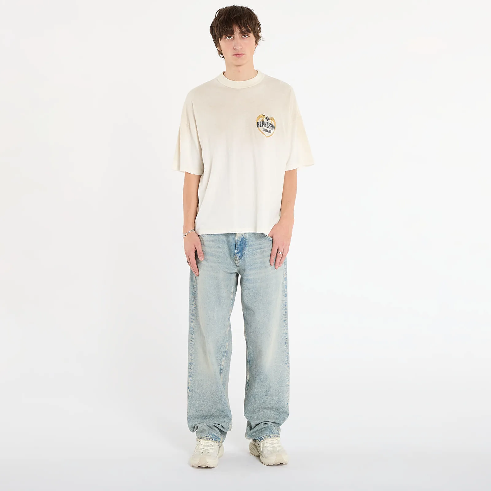 Тениска REPRESENT Angel Border T-Shirt Washed Ecru S – Мъжки тениски