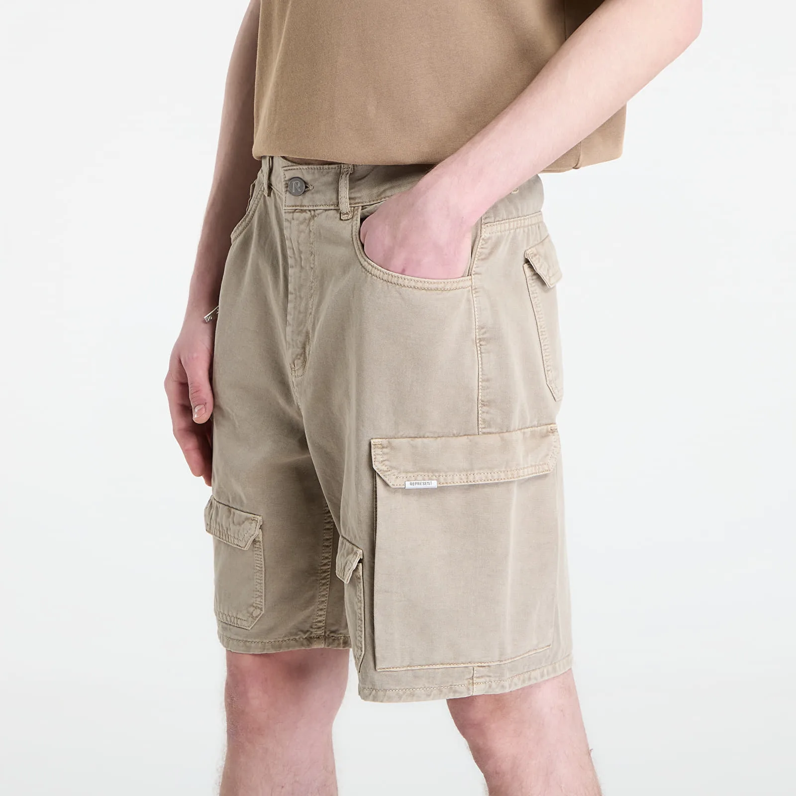 Къси панталони REPRESENT Loaded Cargo Short Beige M – Мъжки къси панталони