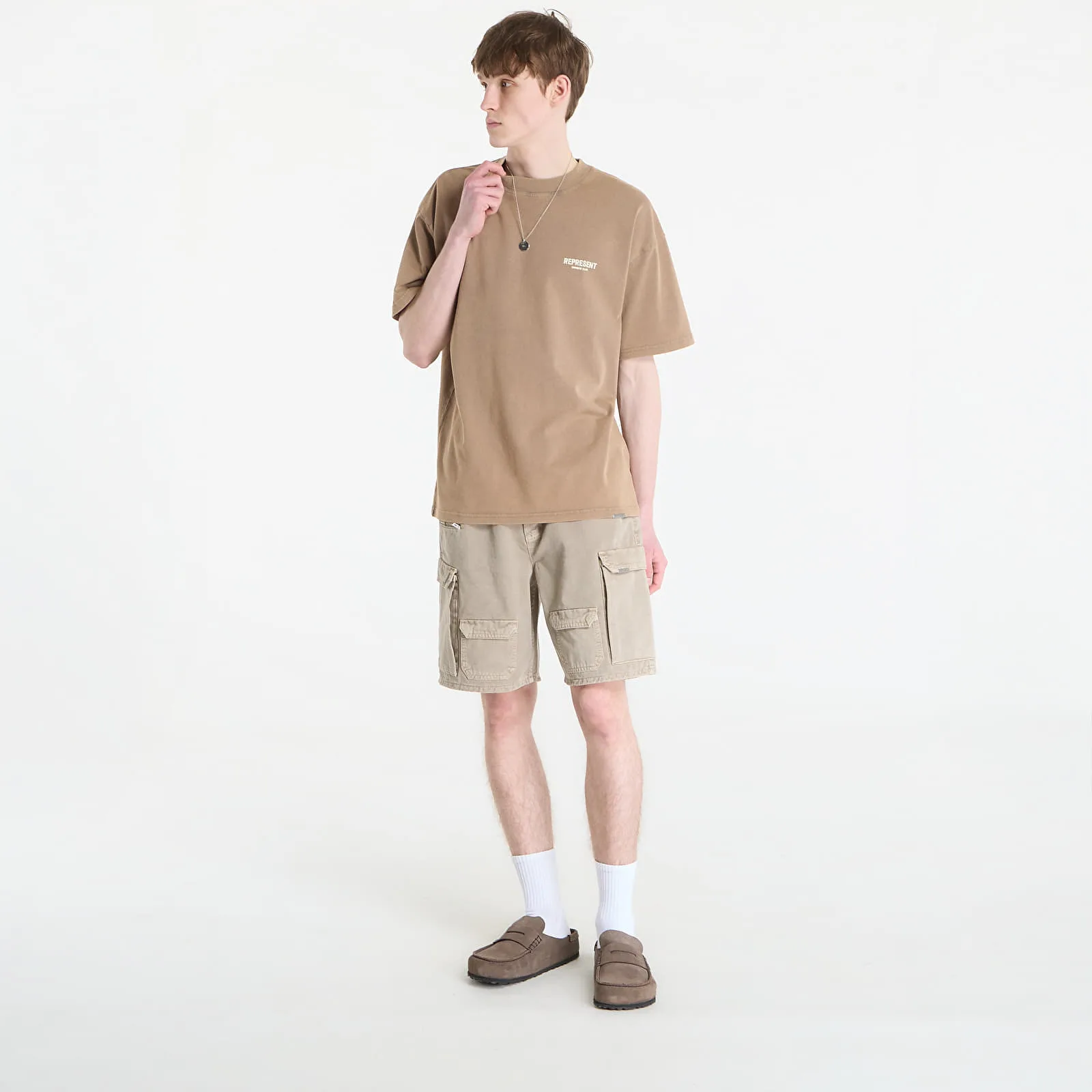 Къси панталони REPRESENT Loaded Cargo Short Beige M – Мъжки къси панталони