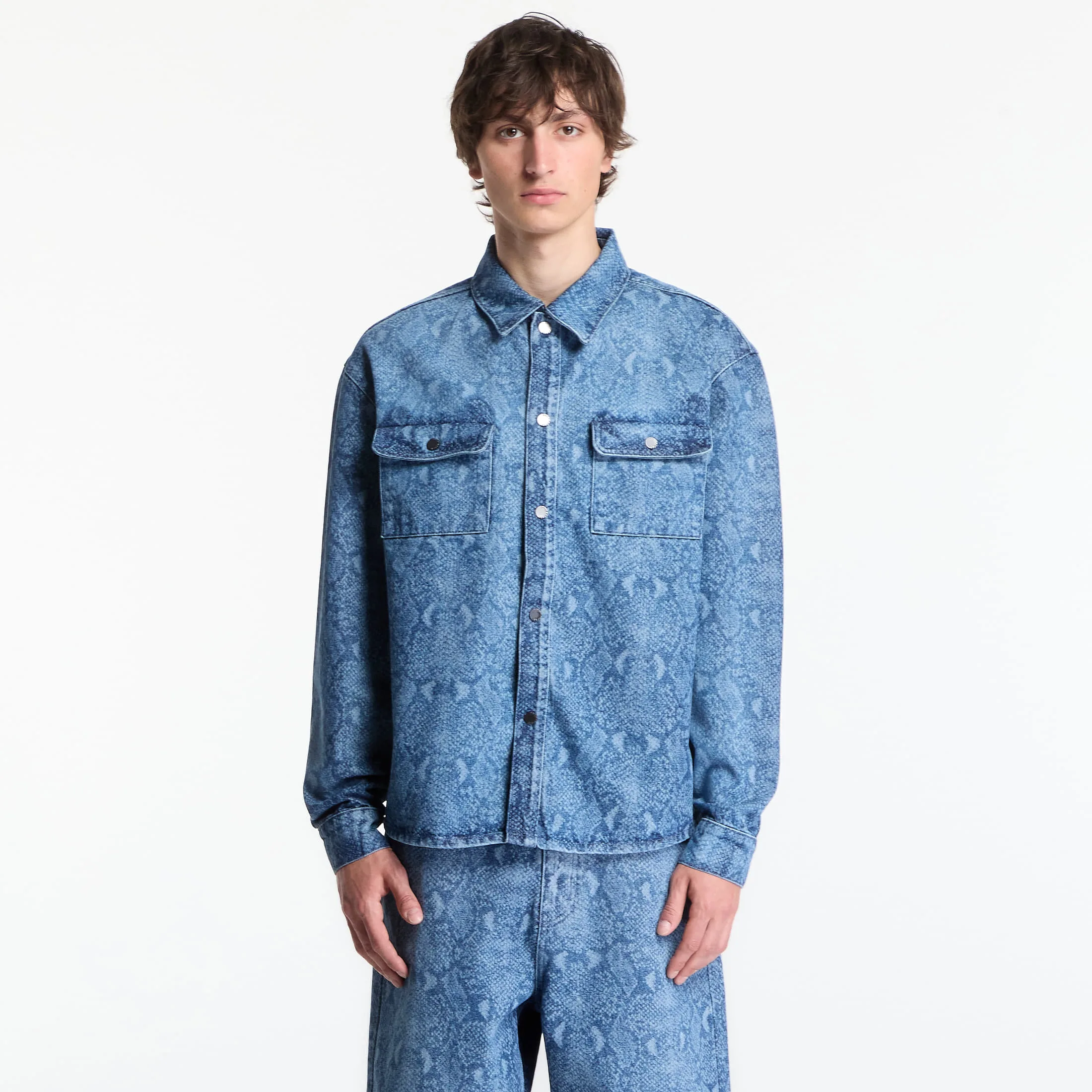 Риза Daily Paper Snake Laser Rahul Denim Shirt Blue M – Мъжки ризи