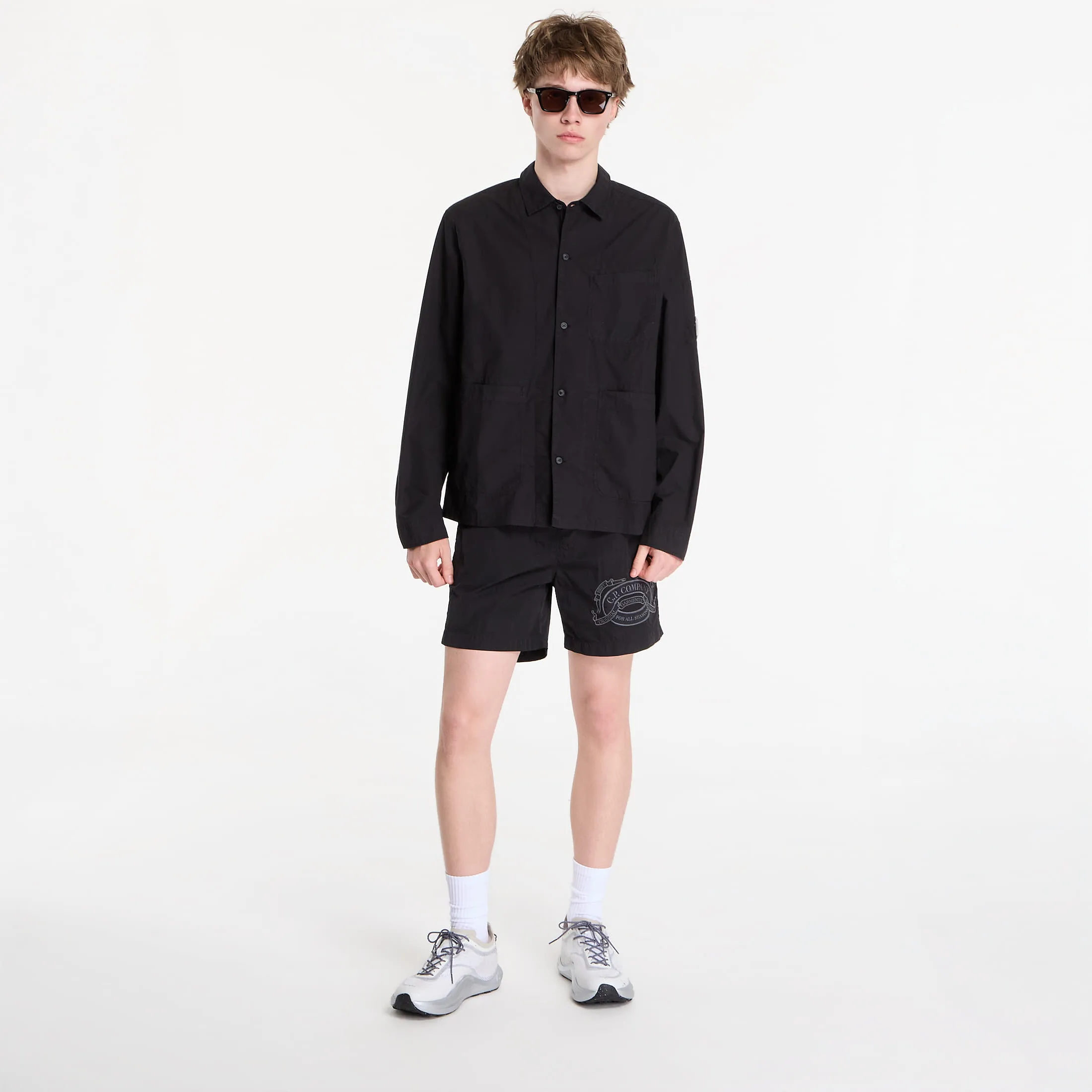 Мъжки плувни шорти C.P. Company Eco-Chrome Graphic Embroidery черни – Black – Мъжки бански