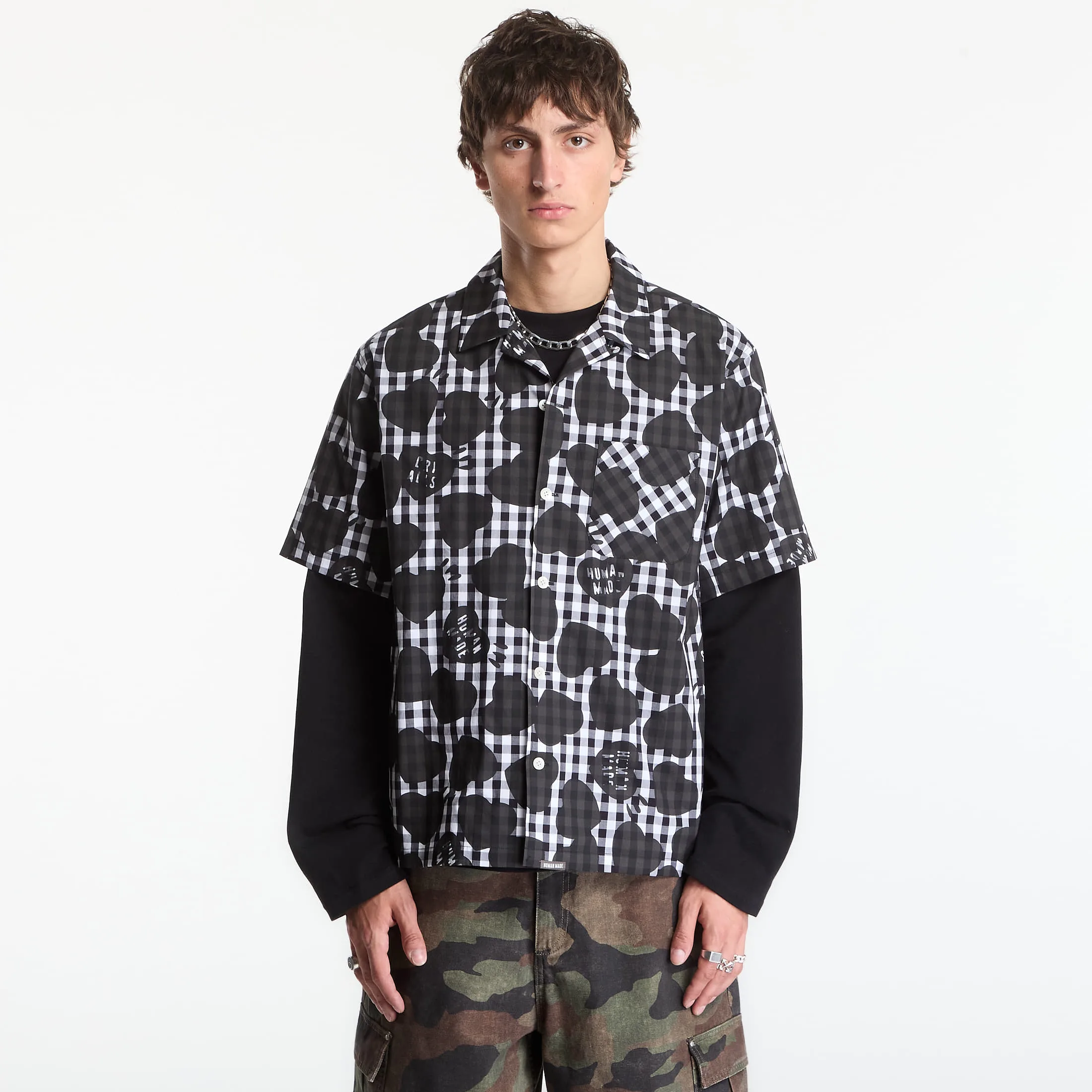 Риза HUMAN MADE Heart Gingham Check черна – Black – Ризи