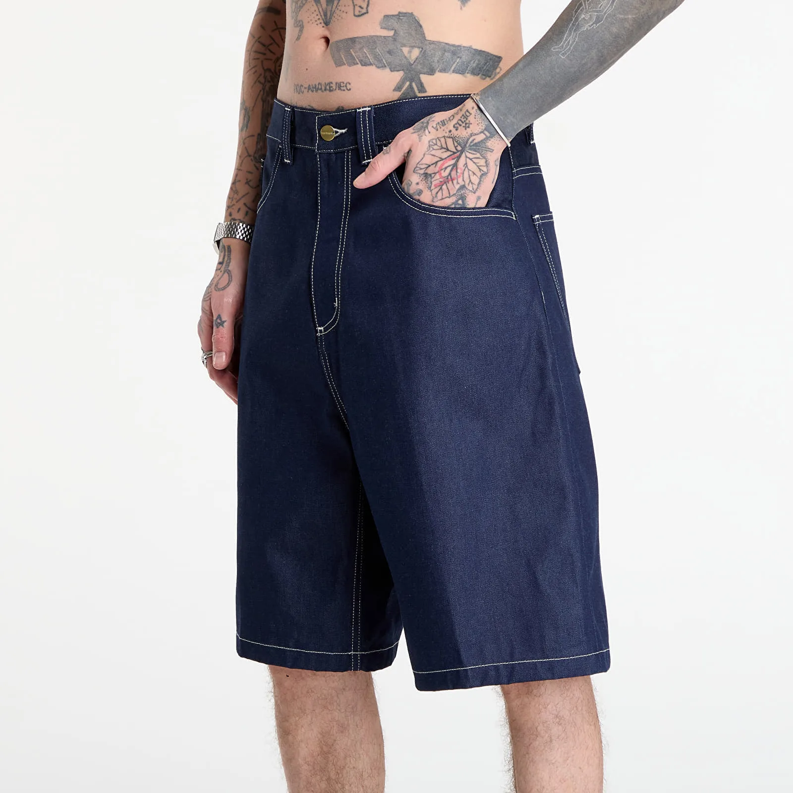 Къси панталони Carhartt WIP Brandon Short Blue XS – Мъжки къси панталони