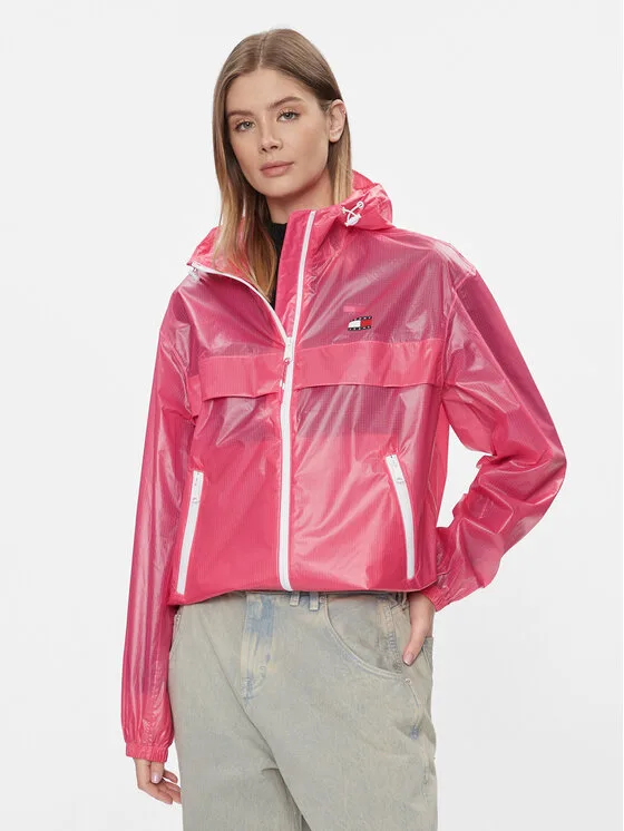 Дамско яке Tommy Jeans Tjw Glossy Tech Chicago Ext розово – Дамски преходни якета