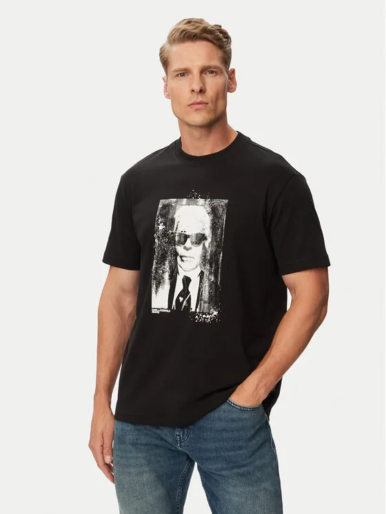 Karl Lagerfeld Jeans Тишърт B3M17006 Черен Regular Fit – Мъжки тениски