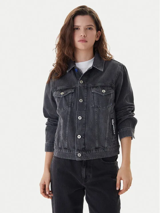 Дамско дънково яке Karl Lagerfeld Jeans сиво – Дамски дънкови якета