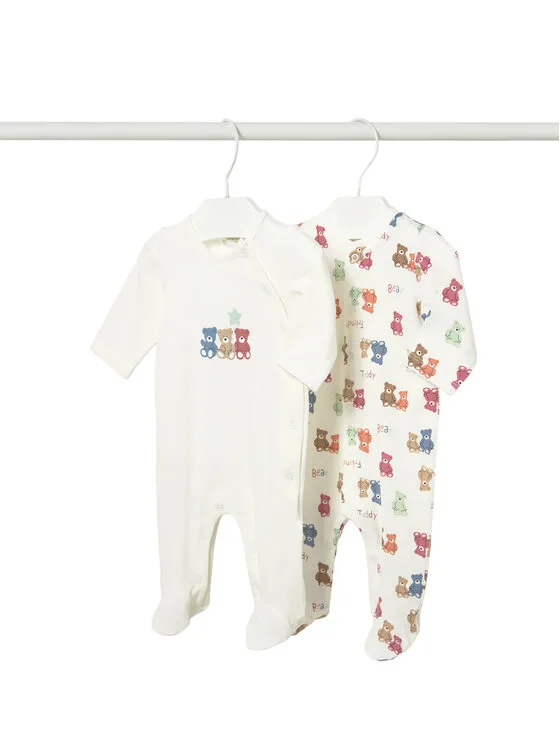 Mayoral Комплект гащеризони 1720 Бял Regular Fit – Бебешки гащеризони и ромпери