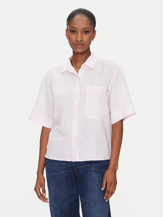 Дамска риза Tommy Hilfiger WW0WW44720 розова – Дамски ежедневни ризи