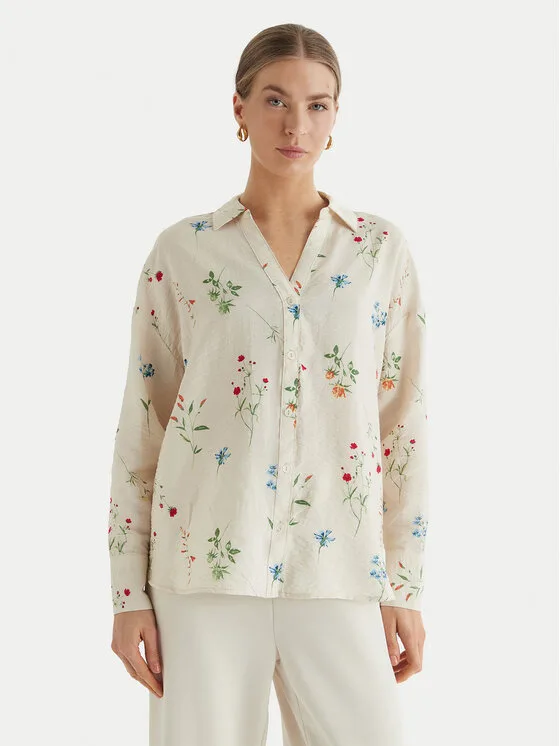 Vero Moda Риза Josie 10315150 Бежов Oversize – Дамски ежедневни ризи