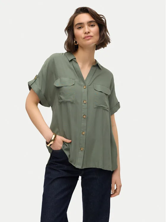 Дамска риза Vero Moda Bumpy 10310139 зелена – Дамски ежедневни ризи