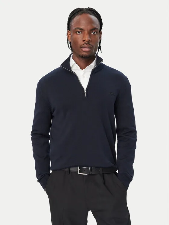 HUGO Пуловер 50574143 Тъмносин Regular Fit – Мъжки пуловери и жилетки