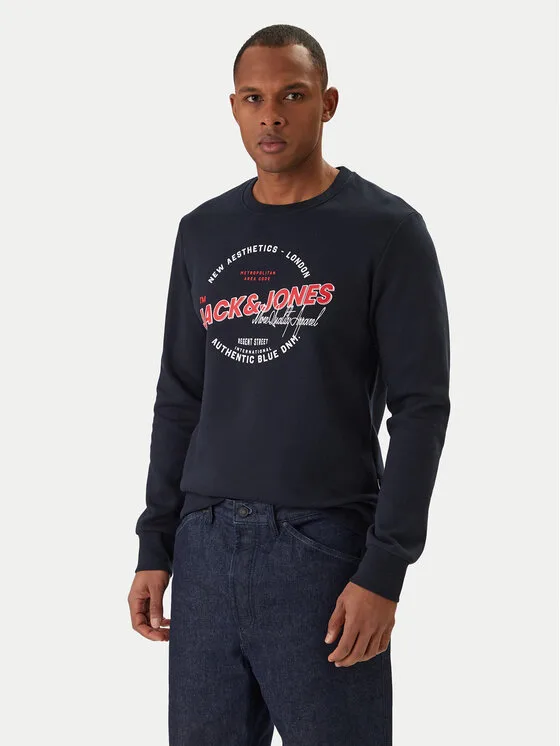Мъжки суитшърт Jack & Jones Logo тъмносин – Мъжки суитшърти без цип