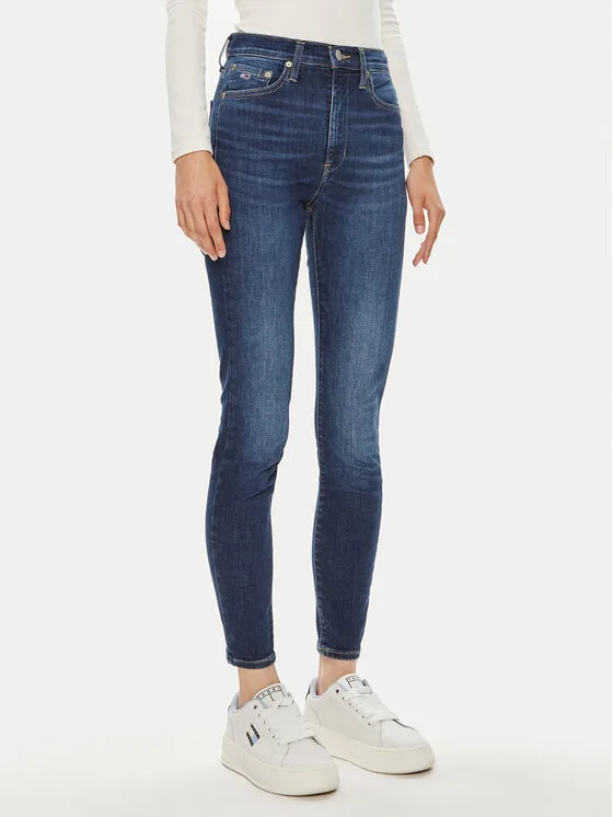 Дамски дънки Tommy Jeans Sylvia DW0DW19258 тъмносини – Дамски skinny дънки