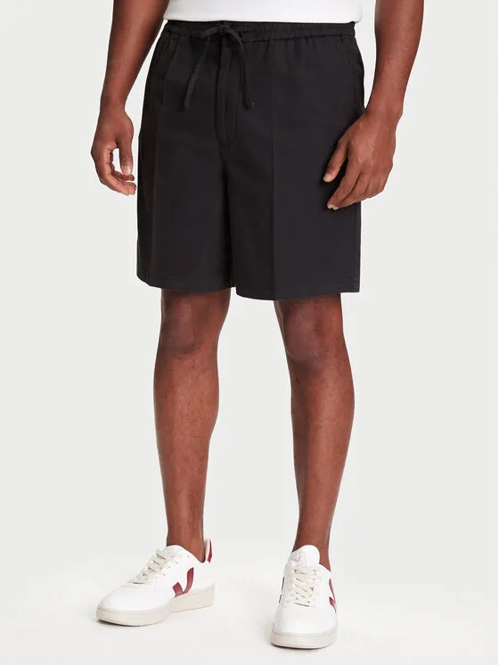 Mustang Шорти от плат Linen 1016459 Черен Loose Fit – Мъжки текстилни къси панталони