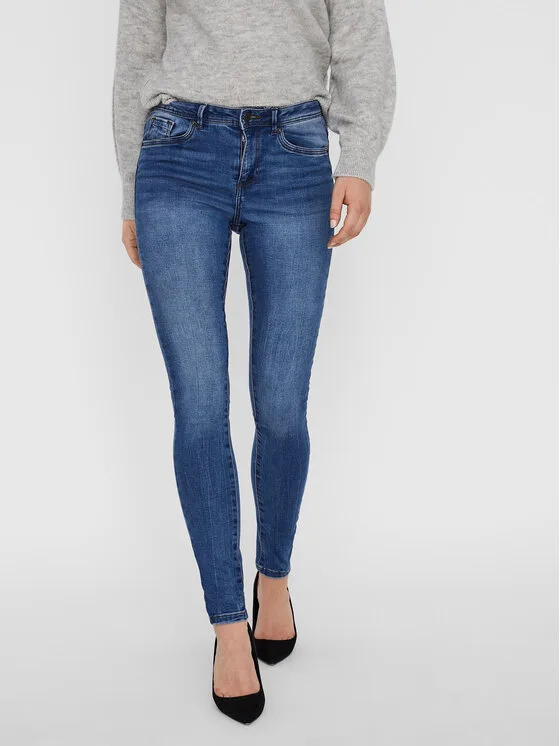 Vero Moda Дънки Tanya 10222531 Тъмносин Skinny Fit – Дамски skinny дънки