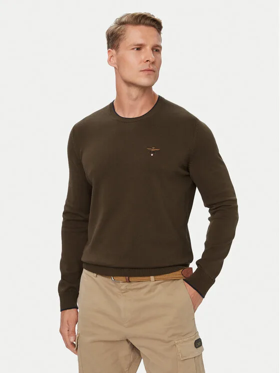 Aeronautica Militare Пуловер 262MA1631UL00506 Кафяв Regular Fit – Мъжки пуловери и жилетки
