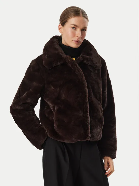 Morgan Кожено палто 262-GDOLCE Тъмнокафяв Regular Fit – Дамски кожуси
