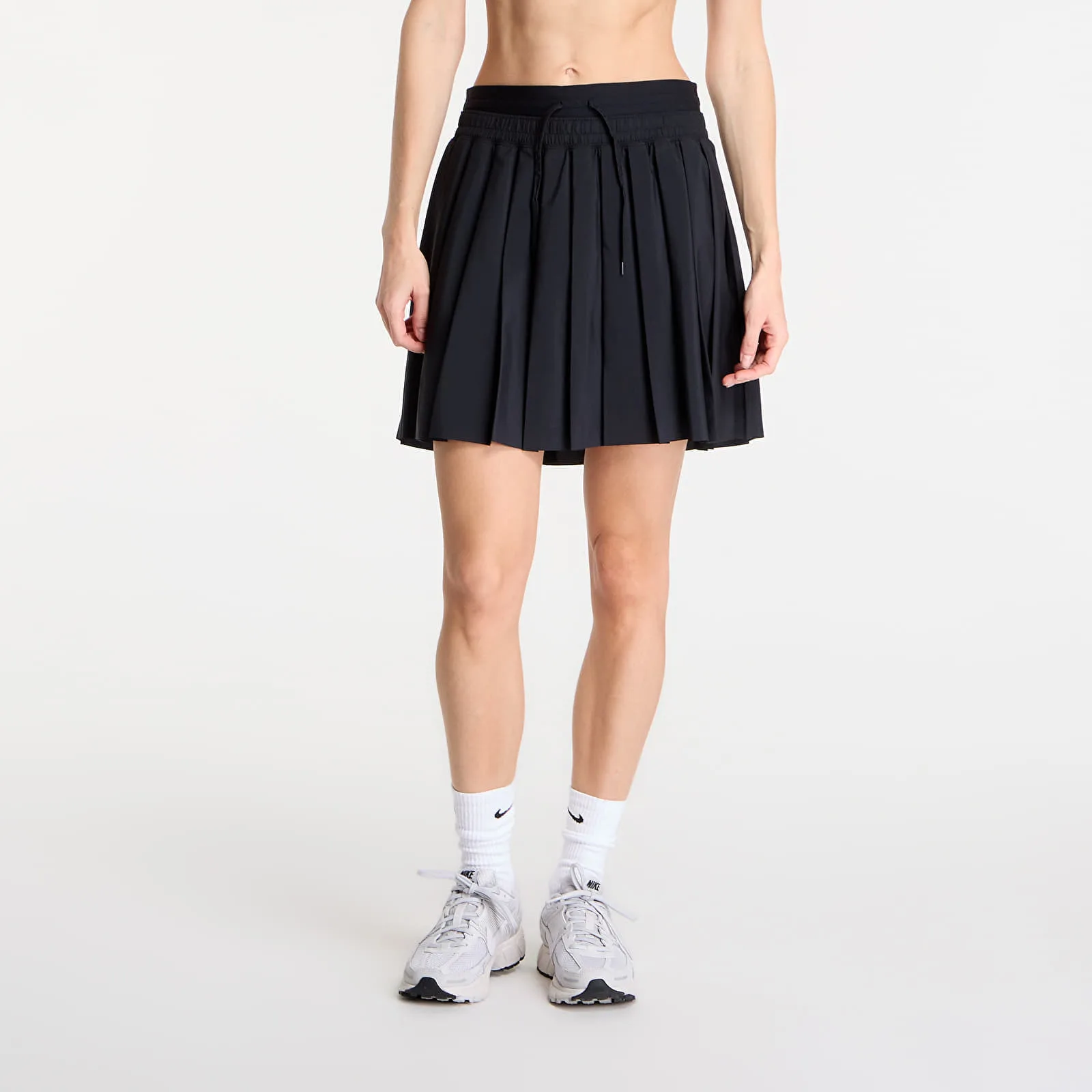 Дамска пола Nike Sportswear Mid-Rise Pleated черна – Black – Дамски миди поли