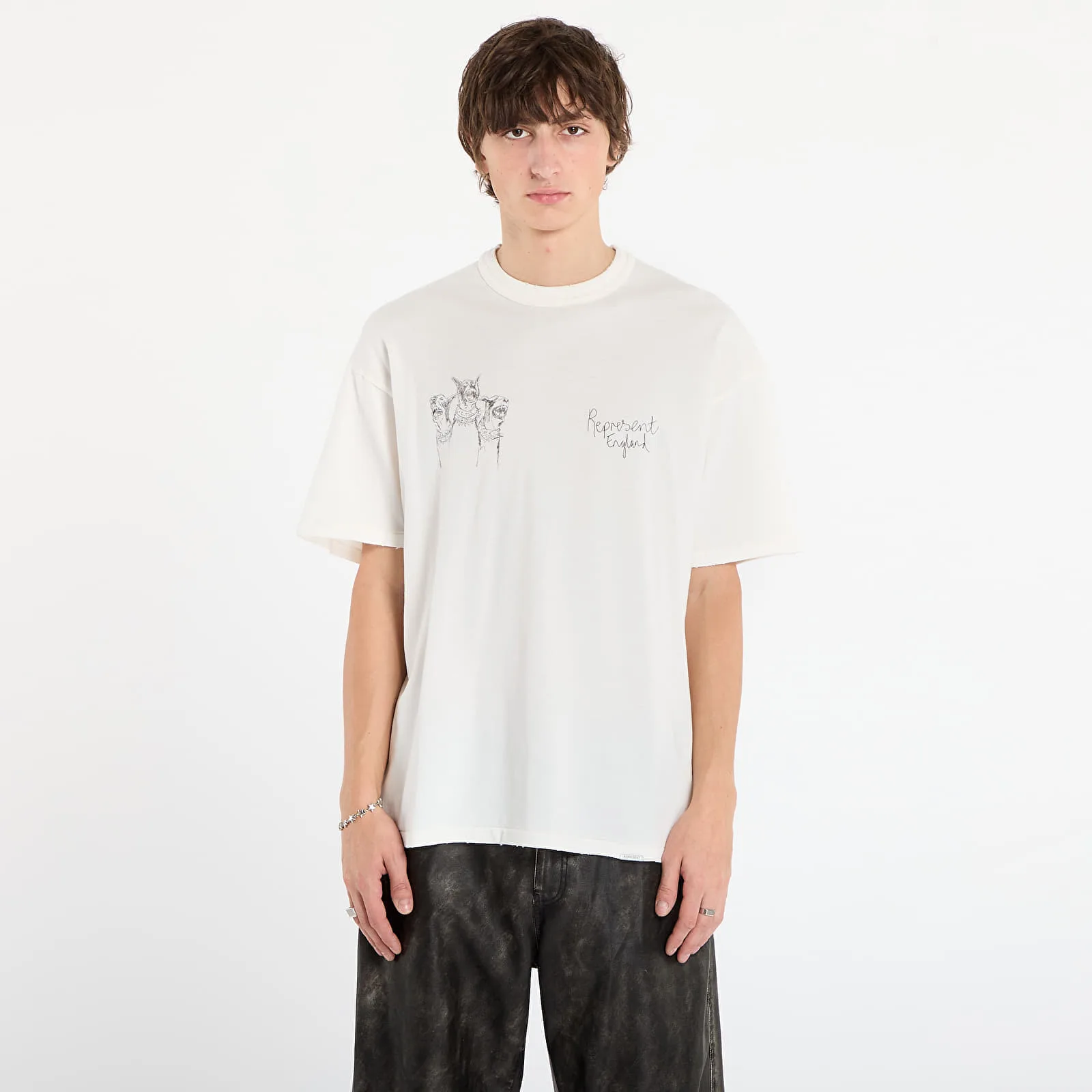 Тениска REPRESENT Hand Drawn Thoroughbred Dogs T-Shirt Flat White L – Мъжки тениски