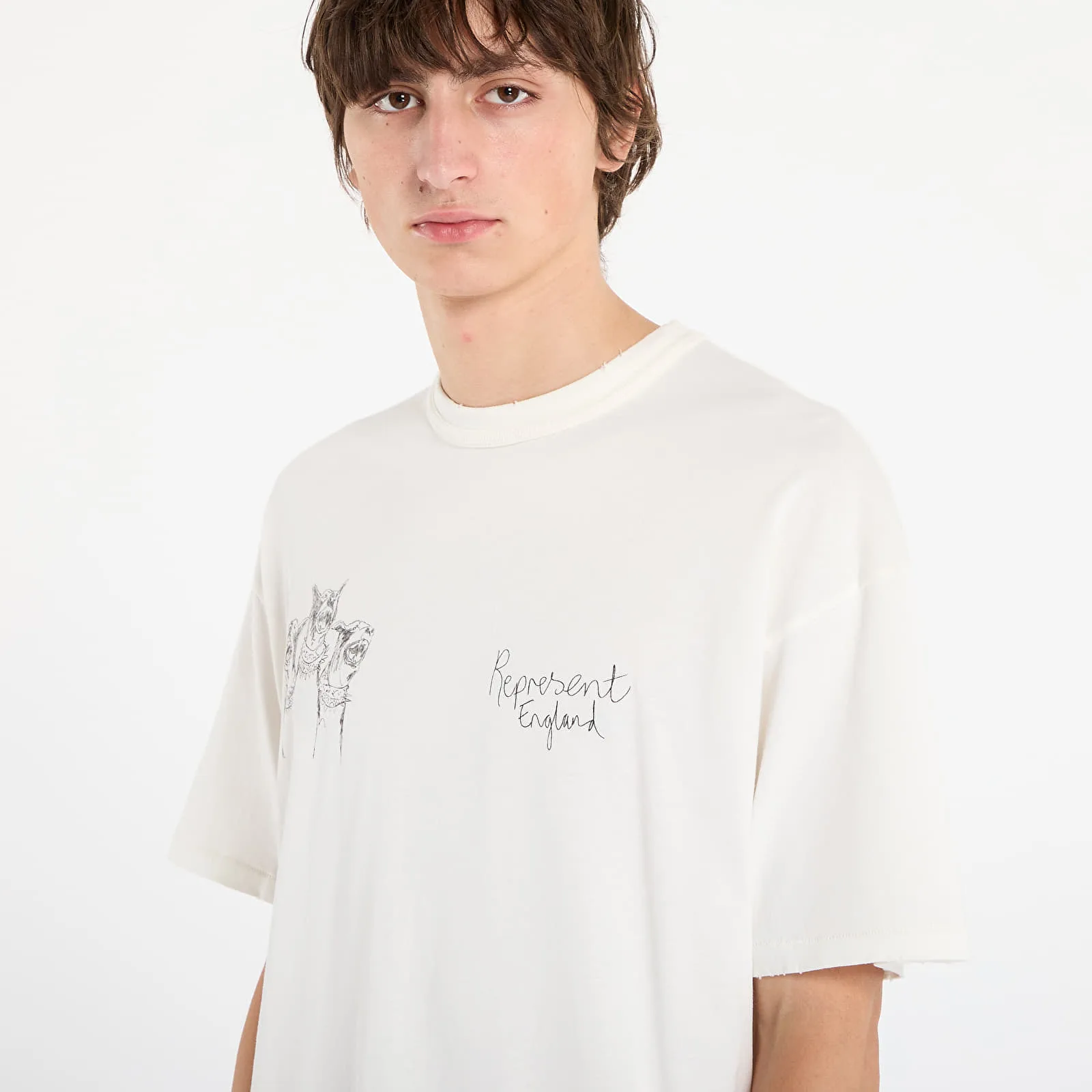 Тениска REPRESENT Hand Drawn Thoroughbred Dogs T-Shirt Flat White L – Мъжки тениски
