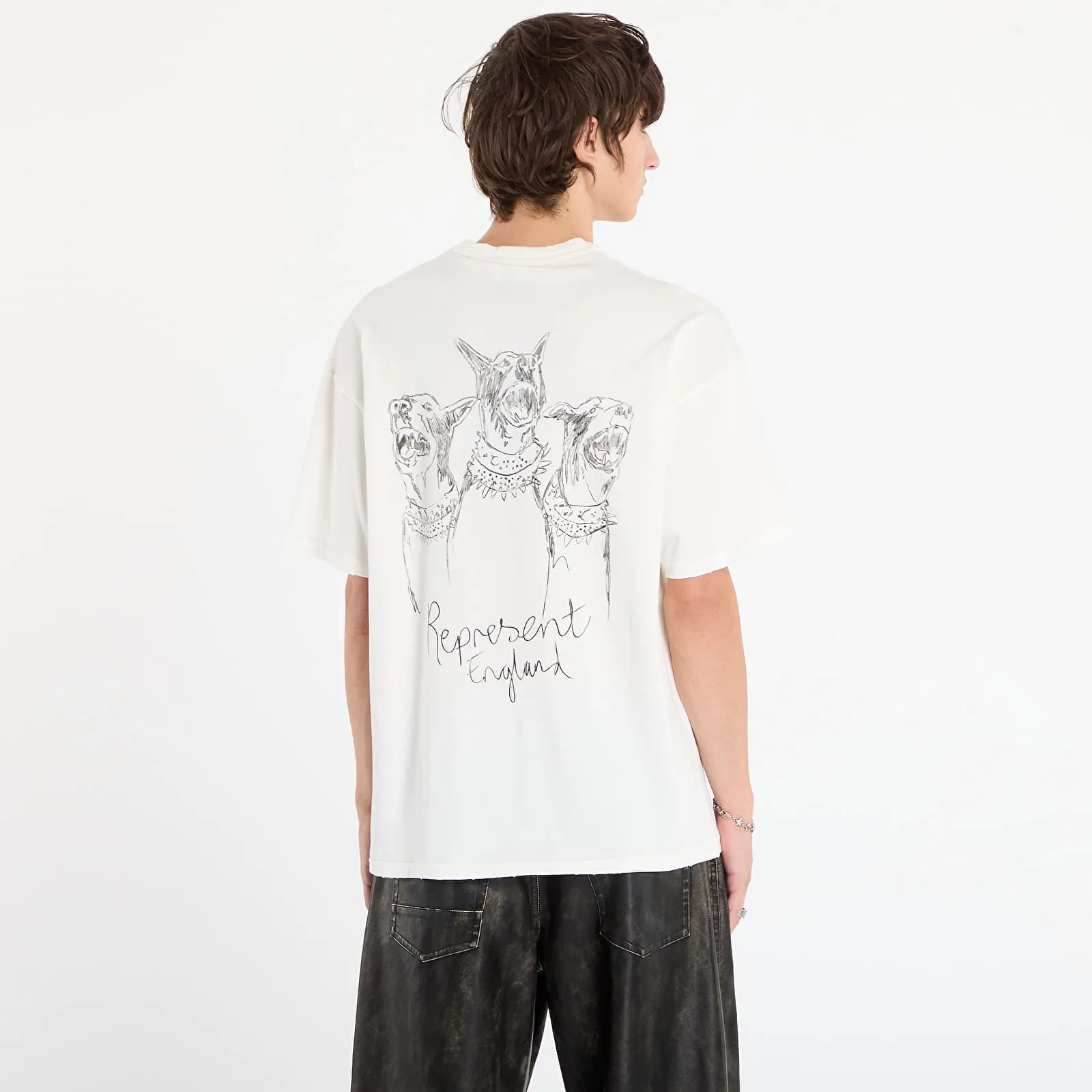 Тениска REPRESENT Hand Drawn Thoroughbred Dogs T-Shirt Flat White L – Мъжки тениски