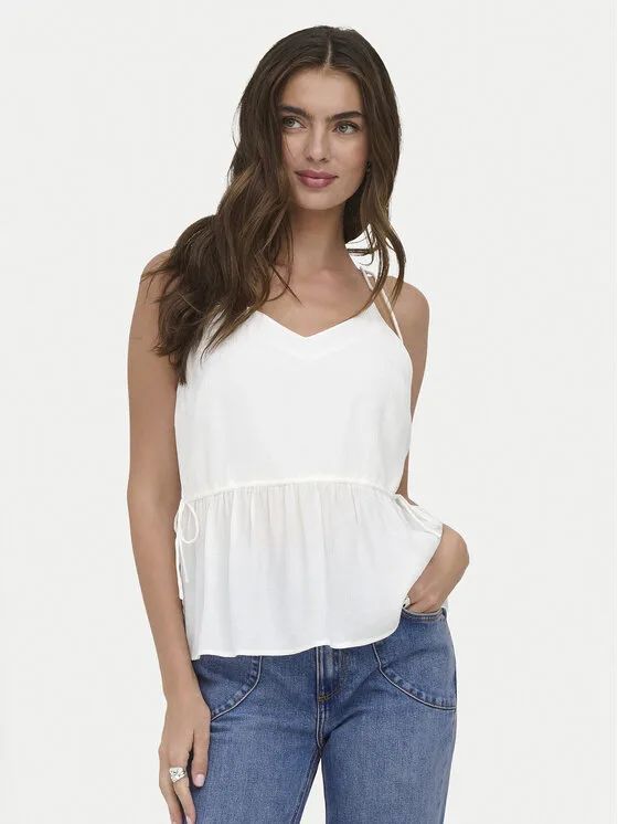ONLY топ Nele 15370325 Бял Regular Fit – Дамски топове