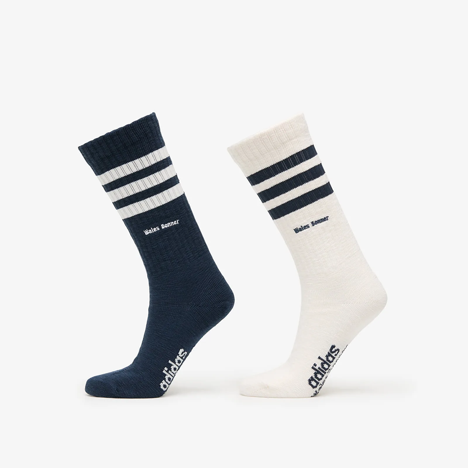 Чорапи adidas Originals x Wales Bonner 3 Stripe 2 бр. сини/тъмносини – Blue|Night Navy|Chalk White – Чорапи унисекс