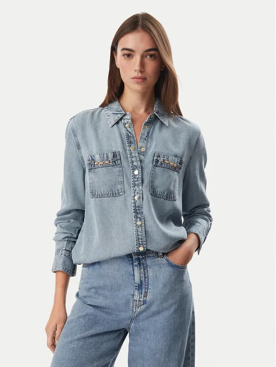 Guess дънкова риза W6YH19 D1353 Син Regular Fit – Дамски ежедневни ризи