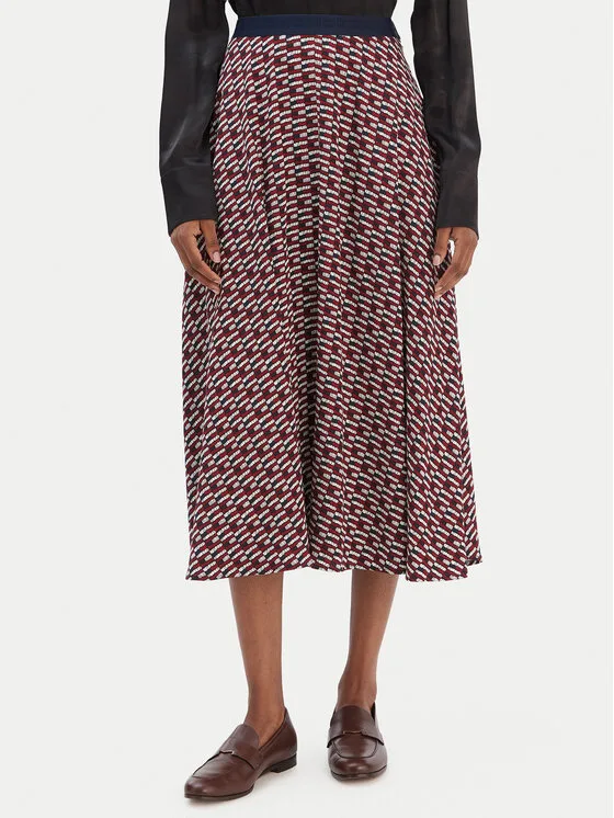 Tommy Hilfiger Пола тип трапец WW0WW49373 Бордо Regular Fit – Дамски поли тип трапец